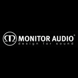 Logo of Monitor Audio, featuring a stylized "M" inside a circle on the left side. To the right, the words "MONITOR AUDIO" are written in uppercase white letters, with the tagline "design for sound" in lowercase letters beneath it, set against a black background. Rare and collectable like Vinyl Gold Coast treasures.